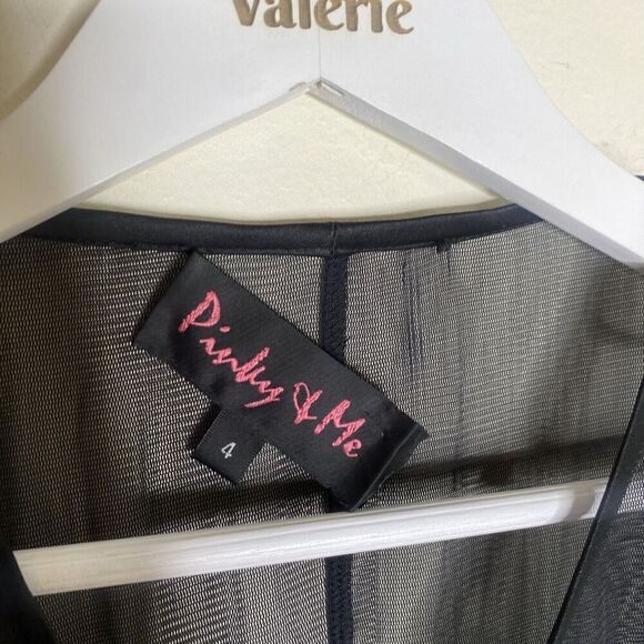 Pinky & Me Black Mesh Mini Dress 90s Y2k Sheer Beaded Size 4 - Picture 8 of 10